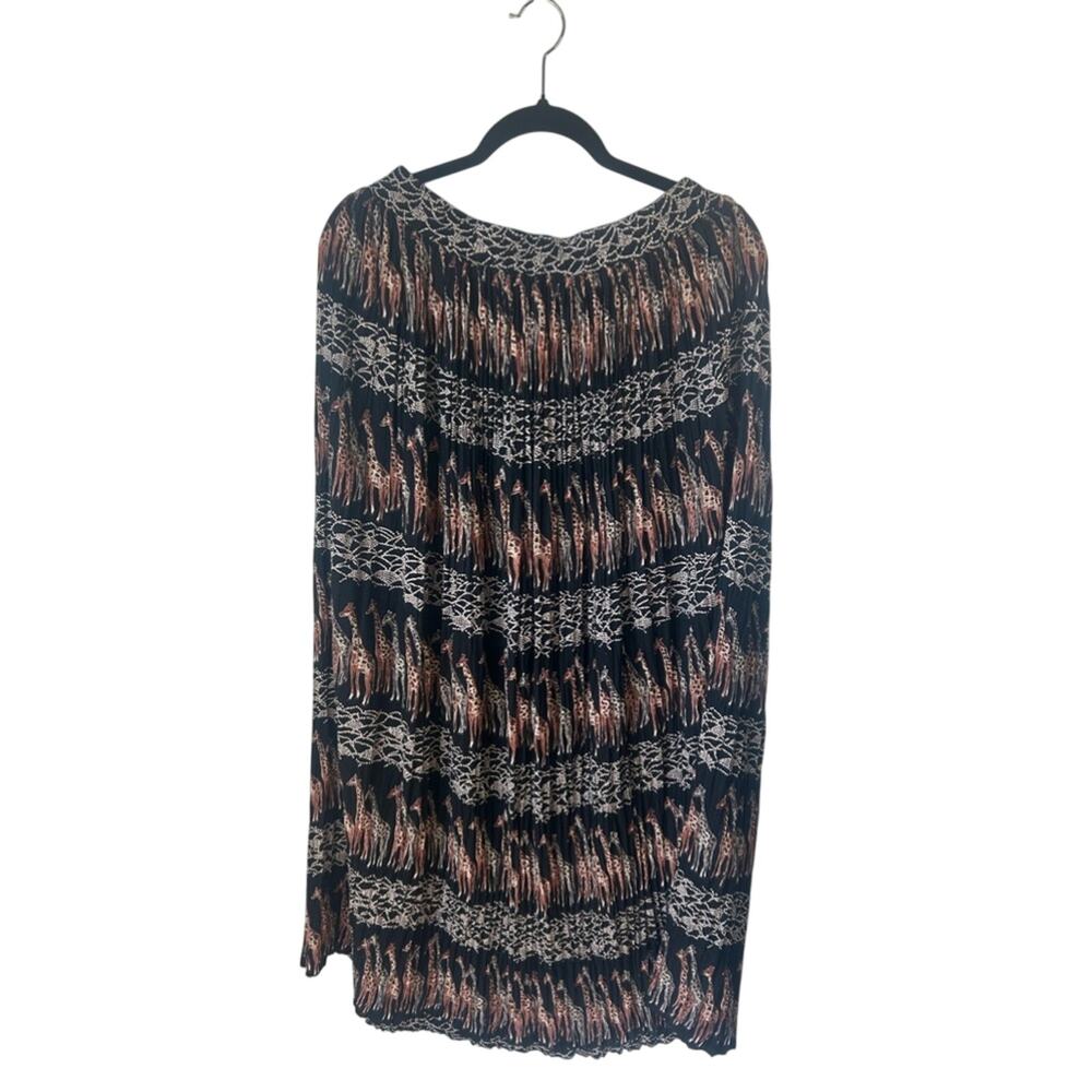 Vintage Midi Skirt- Stretch waist- safari giraffe, black tan,  Sz L stonebridge